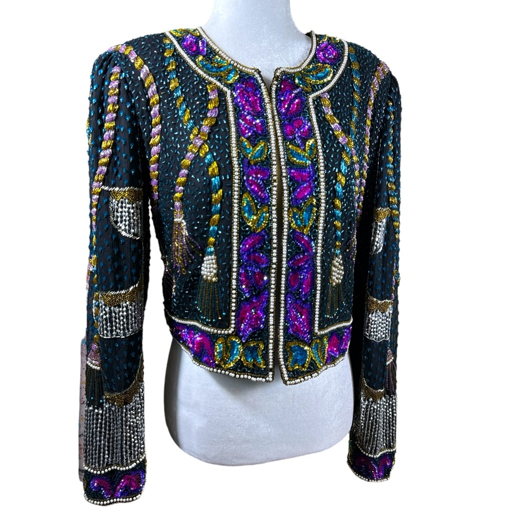 Embellished Black and Purple Women's Jacket